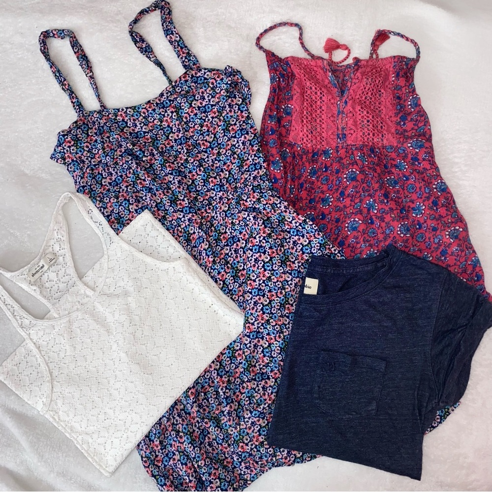 4 Piece Abercrombie Kids Girls Bundle Dress Tank Top Tee Shirt